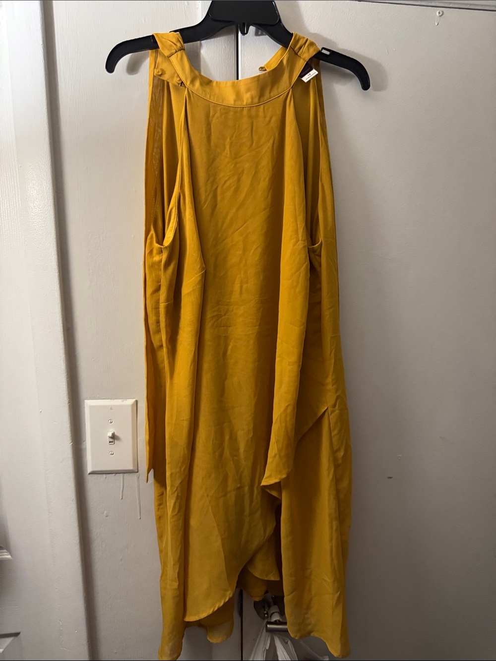 Wrapper Mustard Yellow High-Low Draped Skirt